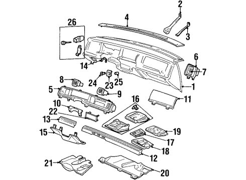 1993 Mercury Grand Marquis Defroster Grille Diagram for F3AZ54044E82A
