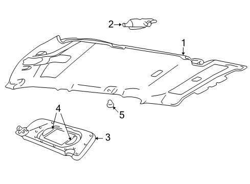 2003 Lincoln Aviator Sunvisor, Driver Side Diagram for 4C5Z-7804105-AAA