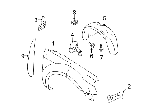 2008 Ford Taurus Fender & Components Diagram