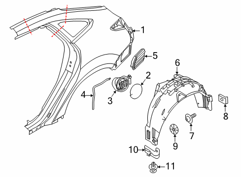 2017 Ford Focus Quarter Panel & Components Diagram