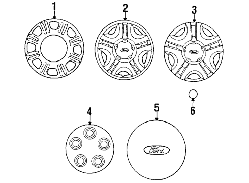 1998 Ford Taurus Wheel Covers & Trim Diagram