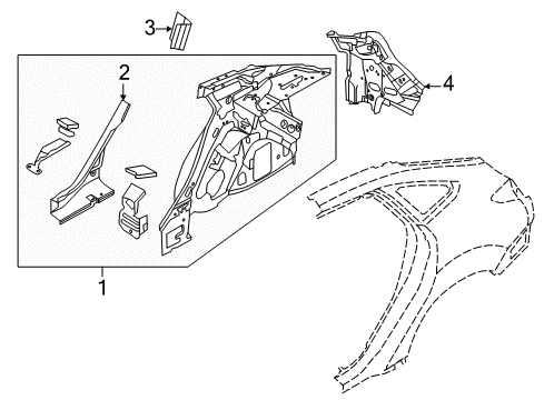2012 Ford Focus Inner Structure - Quarter Panel Diagram 2 - Thumbnail