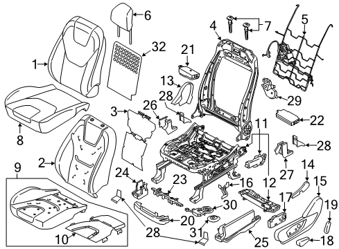 2024 Ford Edge Front Seat Components Diagram
