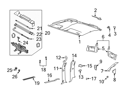 2007 Ford F-150 Center Pillar Trim, Front Passenger Side Diagram for 4L3Z-1624356-AAA