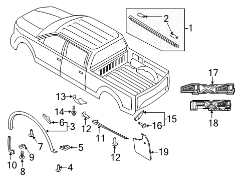 2017 Ford F-350 Super Duty Exterior Trim - Pick Up Box Diagram