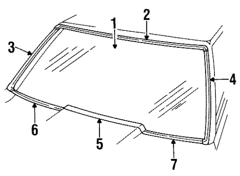 1985 Mercury Capri Glass - Windshield Diagram