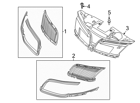2013 Lincoln MKS Grille & Components Diagram