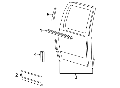 2002 Lincoln Blackwood Exterior Trim - Rear Door Diagram