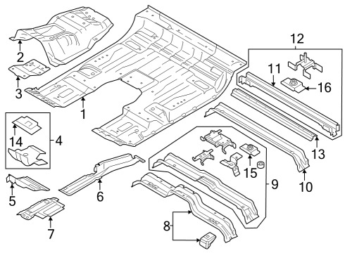 2025 Ford F-250 Super Duty Member Assembly - Cross Center Diagram for FL3Z-1610624-E