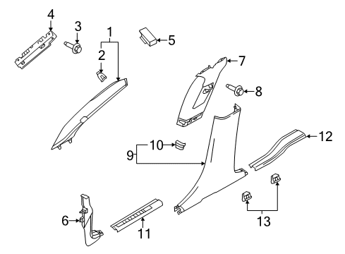 2013 Lincoln MKS Interior Trim - Pillars Diagram