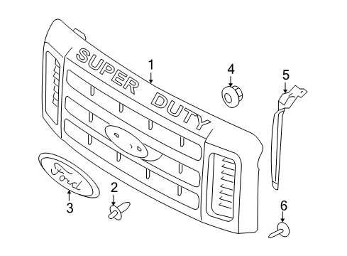 2009 Ford F-350 Super Duty Grille & Components Diagram