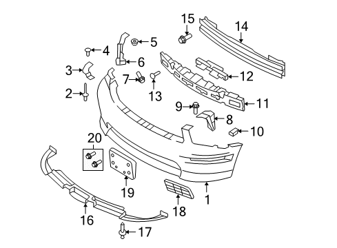 2007 Ford Mustang Bumper & Components - Front Diagram 2 - Thumbnail