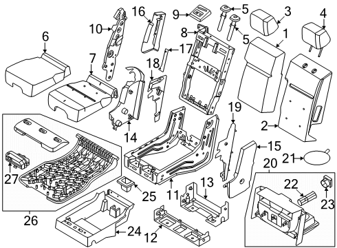 2023 Ford F-350 Super Duty Split Bench Seat Diagram