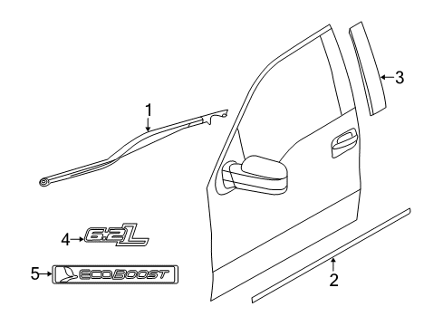 2010 Ford F-150 Exterior Trim - Front Door Diagram