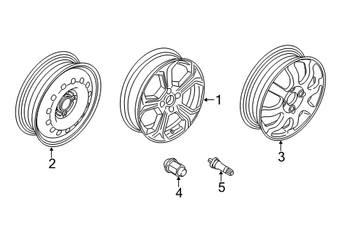 2015 Ford Fiesta Wheel, Alloy Diagram for C1BZ-1007-H