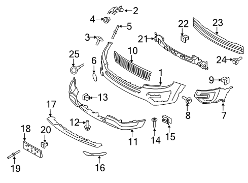 2017 Ford Police Interceptor Utility Bumper & Components - Front Diagram