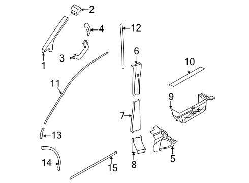 2024 Ford E-Transit Interior Trim - Pillars Diagram