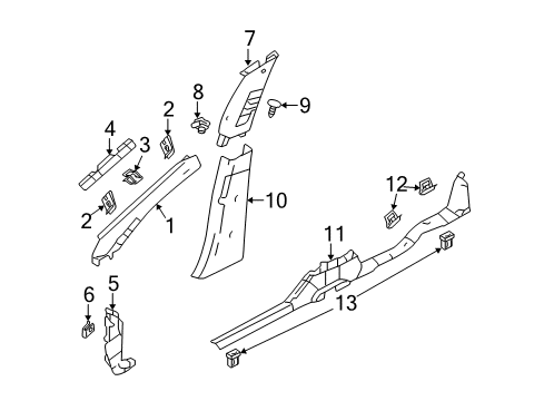 2009 Mercury Sable Interior Trim - Pillars Diagram