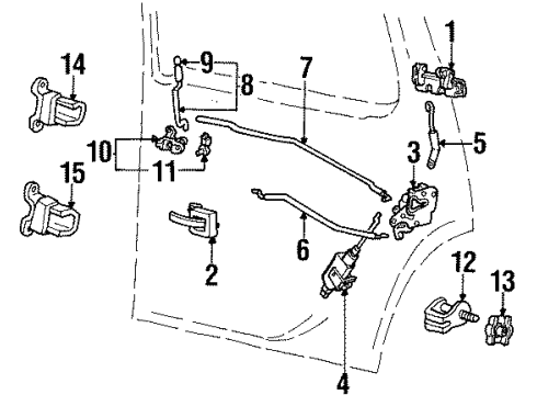 2001 Mercury Mountaineer Rear Door - Lock & Hardware Diagram