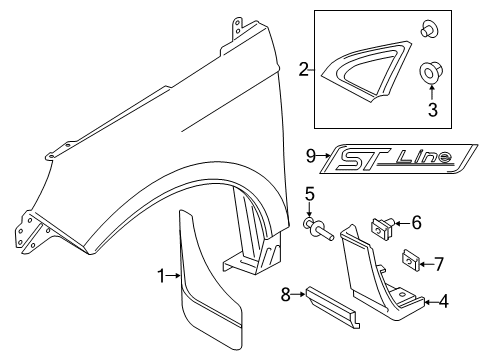 2021 Ford Edge Exterior Trim - Fender Diagram