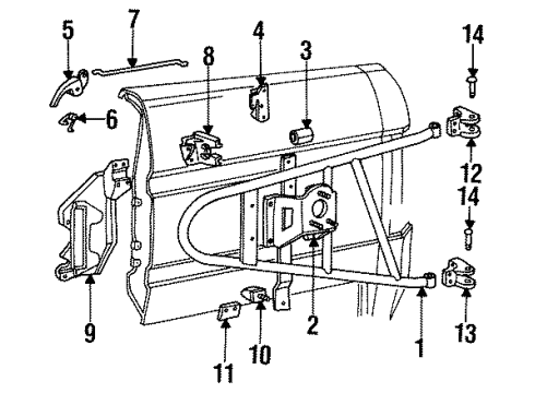 1994 Ford Bronco Upper Hinge Diagram for E7TZ1478A