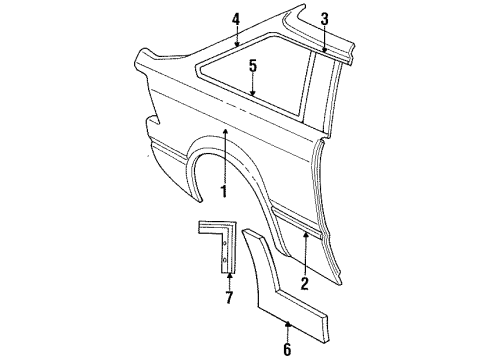 1987 Ford Escort Exterior Trim - Quarter Panel Diagram 2 - Thumbnail