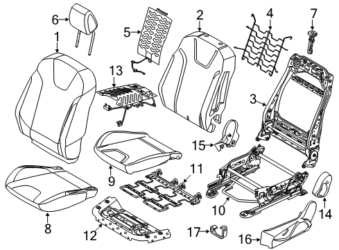 2015 Ford Focus Seat Cushion Pad, Front Passenger Side Diagram for F1EZ-58632A22-A