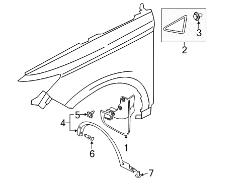 2016 Lincoln MKC Exterior Trim - Fender Diagram