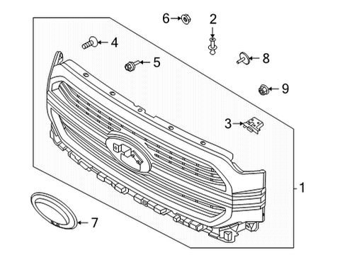 2022 Ford F-150 Grille & Components Diagram 4 - Thumbnail