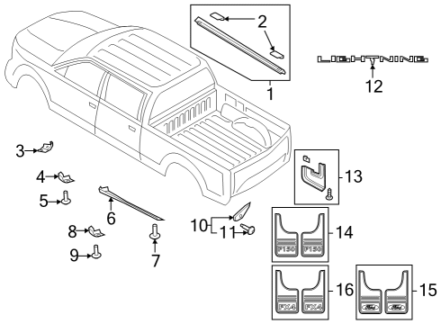 2024 Ford F-150 Lightning Exterior Trim - Pick Up Box Diagram