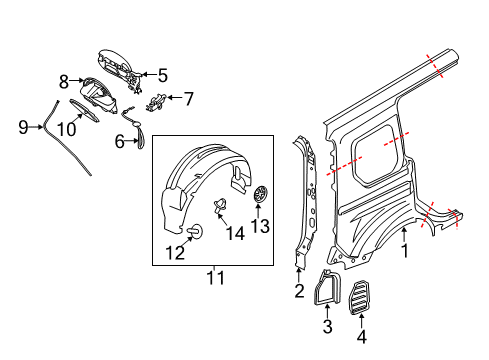 2017 Ford Transit Connect Fuel Door - Body Diagram 3 - Thumbnail