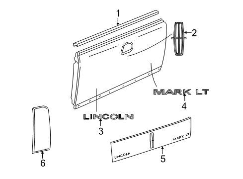 2006 Lincoln Mark LT Tail Gate Molding, Rear Diagram for 5L3Z-9940602-AAA