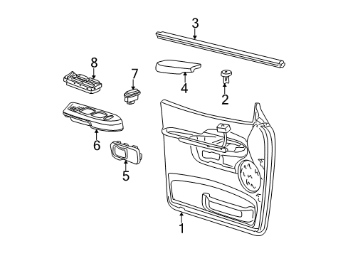 2001 Ford Explorer Sport Trac Interior Trim - Front Door Diagram