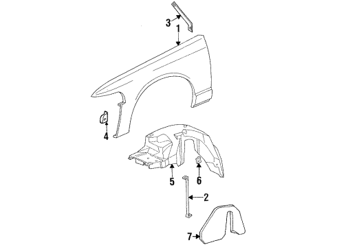 2000 Mercury Grand Marquis Fender & Components Diagram