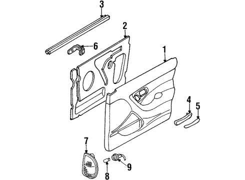 2000 Mercury Mystique Interior Trim - Front Door Diagram