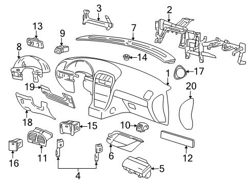2002 Lincoln LS Speaker Grille, Black, Passenger Side Diagram for XW4Z-18978-AAD