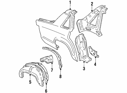 1985 Ford LTD Quarter Panel & Components Diagram 2 - Thumbnail