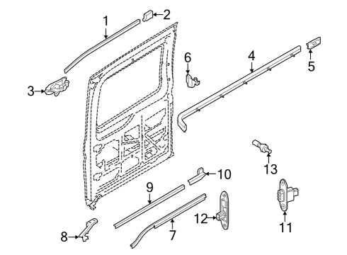 2024 Ford E-Transit Sliding Door Hardware Diagram