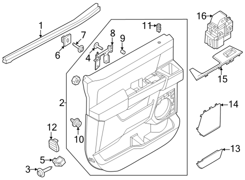 2024 Ford F-250 Super Duty Panel - Door Trim - Upper Diagram for PC3Z-6027411-GF