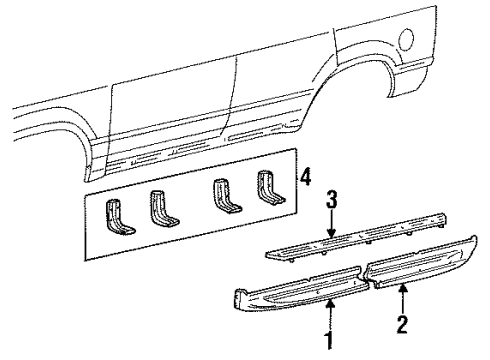 1993 Ford Explorer Exterior Trim - Pillars Diagram 2 - Thumbnail