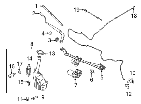 2019 Ford Mustang Wiper & Washer Components Diagram