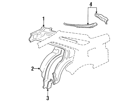 1996 Ford Escort Inner Structure - Quarter Panel Diagram 4 - Thumbnail