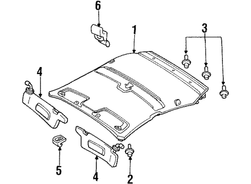 1997 Mercury Tracer Visor, Passenger Side Diagram for F7CZ5404104HCP