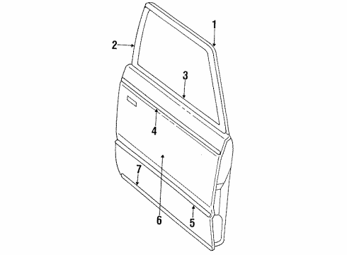 1985 Mercury Lynx Exterior Trim - Front Door Diagram