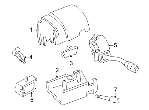 2002 Ford Explorer Sport Shroud, Switches & Levers Diagram