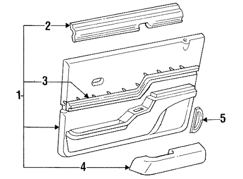 1989 Ford Tempo Interior Trim - Door Diagram
