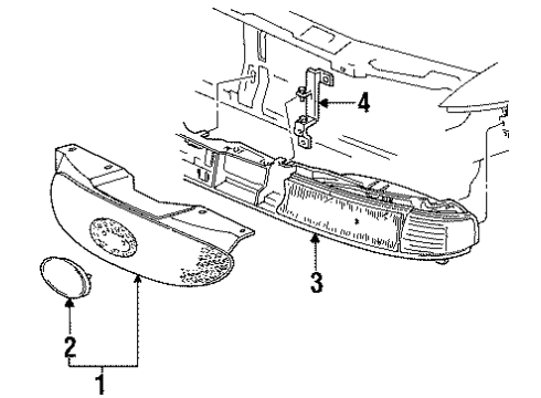 1996 Ford Contour Grille & Components Diagram