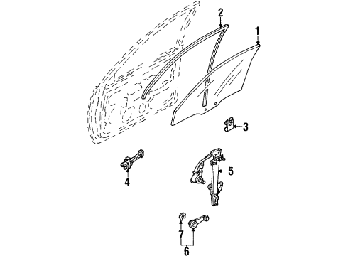 1995 Ford Aspire Glass - Door Diagram