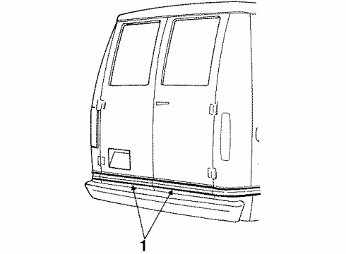 1990 Ford E-250 Econoline Exterior Trim - Rear Door Diagram