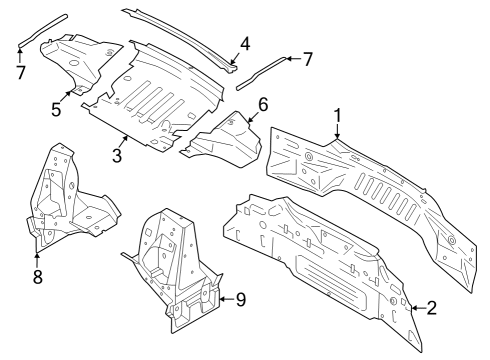 2024 Ford Mustang Inner Panel, Rear Lower Diagram for PR3Z-6340320-A